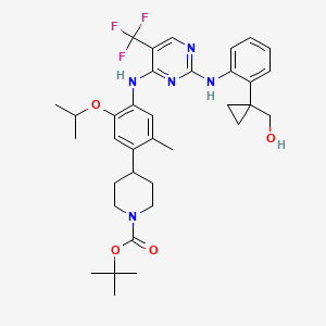 molecular formula C35H44F3N5O4 B13154212 Tert-butyl 4-(4-(2-(2-(1-(hydroxymethyl)cyclopropyl)phenylamino)-5-(trifluoromethyl)pyrimidin-4-ylamino)-5-isopropoxy-2-methylphenyl)piperidine-1-carboxylate 