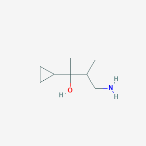 molecular formula C8H17NO B13154949 4-Amino-2-cyclopropyl-3-methylbutan-2-ol 