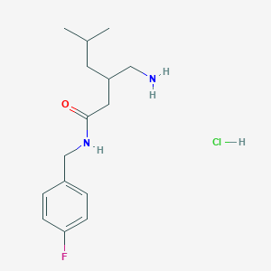 molecular formula C15H24ClFN2O B13155074 3-(Aminomethyl)-N-[(4-fluorophenyl)methyl]-5-methylhexanamide hydrochloride 