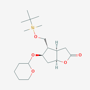 molecular formula C19H34O5Si B131554 (3aR,4S,5R,6aS)-4-(((tert-Butyldimethylsilyl)oxy)methyl)-5-((tetrahydro-2H-pyran-2-yl)oxy)hexahydro-2H-cyclopenta[b]furan-2-one CAS No. 65025-95-8