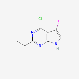 molecular formula C9H9ClIN3 B13155555 4-Chloro-5-iodo-2-(propan-2-yl)-7H-pyrrolo[2,3-d]pyrimidine 