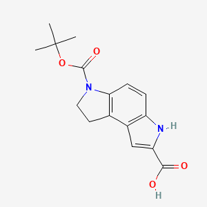 molecular formula C16H18N2O4 B1315578 6-(tert-butoxycarbonyl)-3,6,7,8-tetrahydropyrrolo[3,2-e]indole-2-carboxylic acid CAS No. 107474-67-9