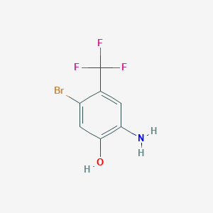 molecular formula C7H5BrF3NO B13155791 2-Amino-5-bromo-4-(trifluoromethyl)phenol 