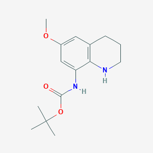 molecular formula C15H22N2O3 B13155853 tert-Butyl N-(6-methoxy-1,2,3,4-tetrahydroquinolin-8-yl)carbamate 