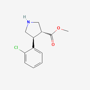 molecular formula C12H14ClNO2 B13156234 trans-Methyl-4-(2-chlorophenyl)pyrrolidine-3-carboxylate 