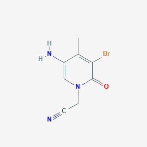 molecular formula C8H8BrN3O B13156335 2-(5-Amino-3-bromo-4-methyl-2-oxo-1,2-dihydropyridin-1-YL)acetonitrile 
