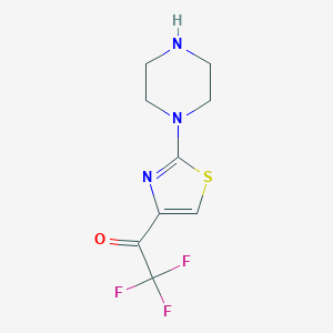 molecular formula C9H10F3N3OS B13156340 2,2,2-Trifluoro-1-[2-(piperazin-1-yl)-1,3-thiazol-4-yl]ethan-1-one 