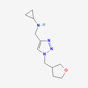 molecular formula C11H18N4O B13156378 N-({1-[(oxolan-3-yl)methyl]-1H-1,2,3-triazol-4-yl}methyl)cyclopropanamine 