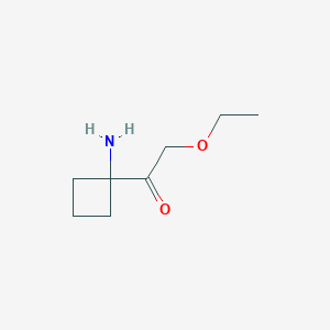 molecular formula C8H15NO2 B13156431 1-(1-Aminocyclobutyl)-2-ethoxyethan-1-one 