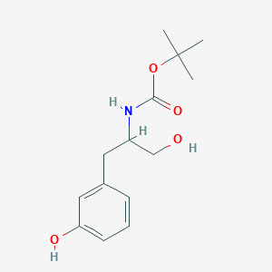 molecular formula C14H21NO4 B13156437 tert-Butyl (1-hydroxy-3-(3-hydroxyphenyl)propan-2-yl)carbamate 
