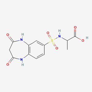 molecular formula C12H13N3O6S B13156716 2-[[(2,4-Dioxo-2,3,4,5-tetrahydro-1H-1,5-benzodiazepin-7-yl)sulfonyl]amino]propanoic acid 