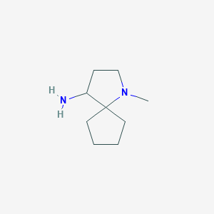 molecular formula C9H18N2 B13156729 1-Methyl-1-azaspiro[4.4]nonan-4-amine 