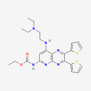 molecular formula C24H28N6O2S2 B13156970 ethyl N-[8-(2-diethylaminoethylamino)-2,3-bis(2-thienyl)pyrido[2,3-b]pyrazin-6-yl]carbamate 