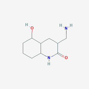 molecular formula C10H18N2O2 B13157041 3-(Aminomethyl)-5-hydroxy-decahydroquinolin-2-one CAS No. 1258649-54-5