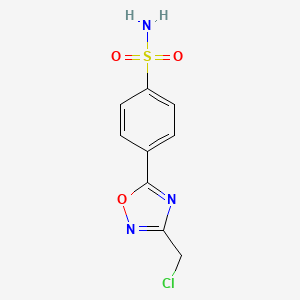 molecular formula C9H8ClN3O3S B13157627 4-[3-(Chloromethyl)-1,2,4-oxadiazol-5-yl]benzenesulfonamide 