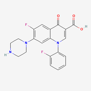 molecular formula C20H17F2N3O3 B13157710 3-Quinolinecarboxylic acid, 6-fluoro-1-(2-fluorophenyl)-1,4-dihydro-4-oxo-7-(1-piperazinyl)- CAS No. 164662-38-8