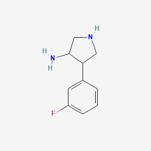 molecular formula C10H13FN2 B13157892 4-(3-Fluorophenyl)pyrrolidin-3-amine 