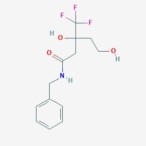 molecular formula C13H16F3NO3 B13158011 N-benzyl-3,5-dihydroxy-3-(trifluoromethyl)pentanamide 