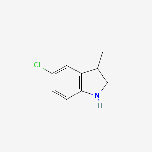 molecular formula C9H10ClN B13158295 5-Chloro-3-methyl-2,3-dihydro-1H-indole 