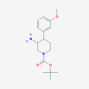 molecular formula C17H26N2O3 B13158323 Tert-butyl 3-amino-4-(3-methoxyphenyl)piperidine-1-carboxylate 