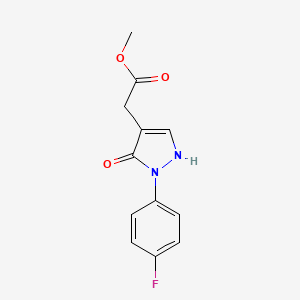 molecular formula C12H11FN2O3 B13159659 Methyl 2-[2-(4-fluorophenyl)-3-oxo-2,3-dihydro-1H-pyrazol-4-yl]acetate 