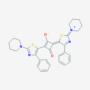 molecular formula C32H30N4O2S2 B131603 (4Z)-3-Oxo-4-[4-phenyl-2-(1-piperidiniumylidene)-1,3-thiazol-5(2H)-ylidene]-2-[4-phenyl-2-(1-piperidinyl)-1,3-thiazol-5-yl]-1-cyclobuten-1-olate CAS No. 153119-21-2
