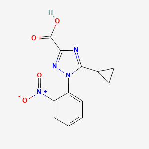 molecular formula C12H10N4O4 B13160315 5-Cyclopropyl-1-(2-nitrophenyl)-1H-1,2,4-triazole-3-carboxylic acid 