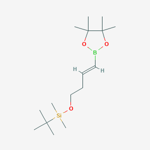 molecular formula C16H33BO3Si B1316092 (E)-tert-Butyldimethyl((4-(4,4,5,5-tetramethyl-1,3,2-dioxaborolan-2-yl)but-3-en-1-yl)oxy)silane CAS No. 480425-30-7