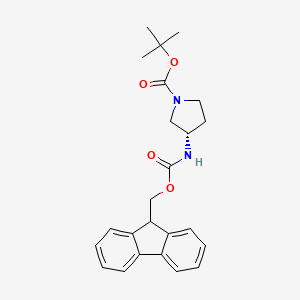 molecular formula C24H28N2O4 B1316102 (S)-叔丁基 3-((((9H-芴-9-基)甲氧基)羰基)氨基)吡咯烷-1-羧酸酯 CAS No. 307531-88-0