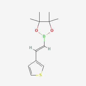molecular formula C12H17BO2S B1316108 (E)-4,4,5,5-四甲基-2-(2-(噻吩-3-基)乙烯基)-1,3,2-二氧杂硼环 CAS No. 736987-75-0