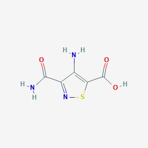 molecular formula C5H5N3O3S B13161179 4-Amino-3-carbamoyl-1,2-thiazole-5-carboxylic acid 