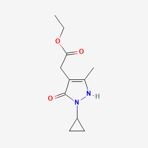 molecular formula C11H16N2O3 B13161634 Ethyl 2-(2-cyclopropyl-5-methyl-3-oxo-2,3-dihydro-1H-pyrazol-4-yl)acetate 