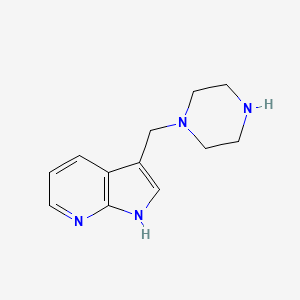 molecular formula C12H16N4 B1316166 3-(1-哌嗪基甲基)-1H-吡咯并[2,3-b]吡啶 CAS No. 625386-57-4
