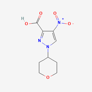 molecular formula C9H11N3O5 B13162161 4-Nitro-1-(tetrahydro-2H-pyran-4-yl)-1H-pyrazole-3-carboxylic acid 