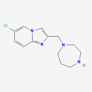 molecular formula C13H17ClN4 B13162474 6-Chloro-2-(1,4-diazepan-1-ylmethyl)imidazo[1,2-a]pyridine 