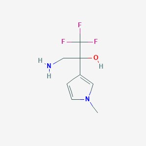 molecular formula C8H11F3N2O B13162587 3-amino-1,1,1-trifluoro-2-(1-methyl-1H-pyrrol-3-yl)propan-2-ol 