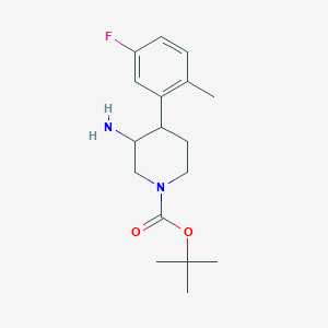 molecular formula C17H25FN2O2 B13162705 Tert-butyl 3-amino-4-(5-fluoro-2-methylphenyl)piperidine-1-carboxylate 