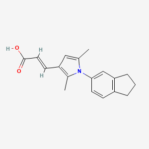 molecular formula C18H19NO2 B13162891 (2E)-3-[1-(2,3-dihydro-1H-inden-5-yl)-2,5-dimethyl-1H-pyrrol-3-yl]acrylic acid 