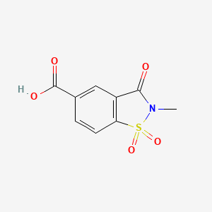 molecular formula C9H7NO5S B13162922 2-Methyl-3-oxo-2,3-dihydrobenzo[d]isothiazole-5-carboxylicacid1,1-dioxide 