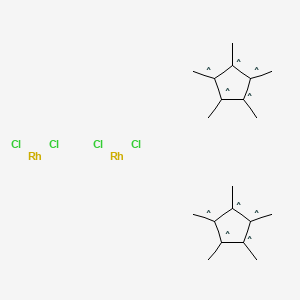 molecular formula C20H30Cl4Rh2 B1316301 Bis[(pentamethylcyclopentadienyl)dichloro-rhodium] 