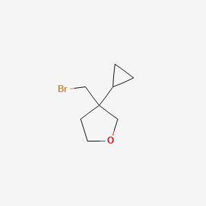 molecular formula C8H13BrO B13163027 3-(Bromomethyl)-3-cyclopropyloxolane 