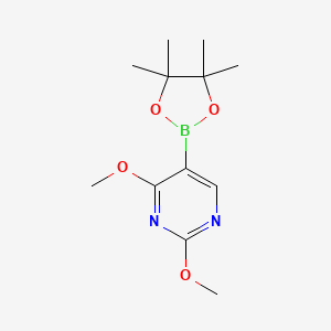 molecular formula C12H19BN2O4 B1316331 2,4-Dimethoxy-5-(4,4,5,5-tetramethyl-1,3,2-dioxaborolan-2-yl)pyrimidine CAS No. 936250-17-8