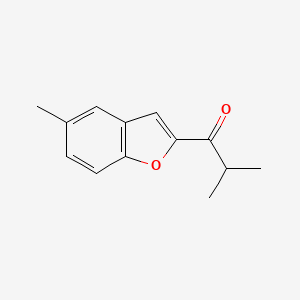 molecular formula C13H14O2 B13163346 2-Methyl-1-(5-methyl-1-benzofuran-2-yl)propan-1-one 
