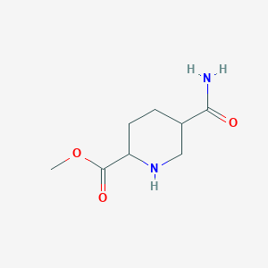 molecular formula C8H14N2O3 B13163485 Methyl 5-carbamoylpiperidine-2-carboxylate 