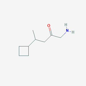 molecular formula C9H17NO B13163557 1-Amino-4-cyclobutylpentan-2-one 
