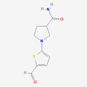 molecular formula C10H12N2O2S B13163594 1-(5-Formylthiophen-2-yl)pyrrolidine-3-carboxamide 