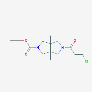 molecular formula C16H27ClN2O3 B13163617 tert-Butyl 5-(3-chloropropanoyl)-3a,6a-dimethyl-octahydropyrrolo[3,4-c]pyrrole-2-carboxylate 