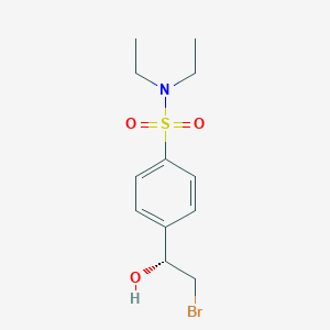 molecular formula C12H18BrNO3S B13163626 4-[(1R)-2-Bromo-1-hydroxyethyl]-N,N-diethylbenzene-1-sulfonamide 