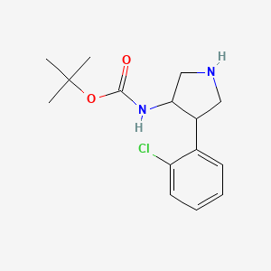 molecular formula C15H21ClN2O2 B13163660 tert-butyl N-[4-(2-chlorophenyl)pyrrolidin-3-yl]carbamate 