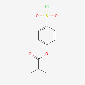 molecular formula C10H11ClO4S B13163844 4-(Chlorosulfonyl)phenyl 2-methylpropanoate 